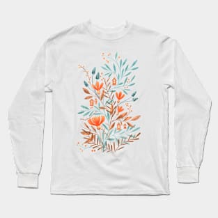 Flowers, leaves and little houses Long Sleeve T-Shirt